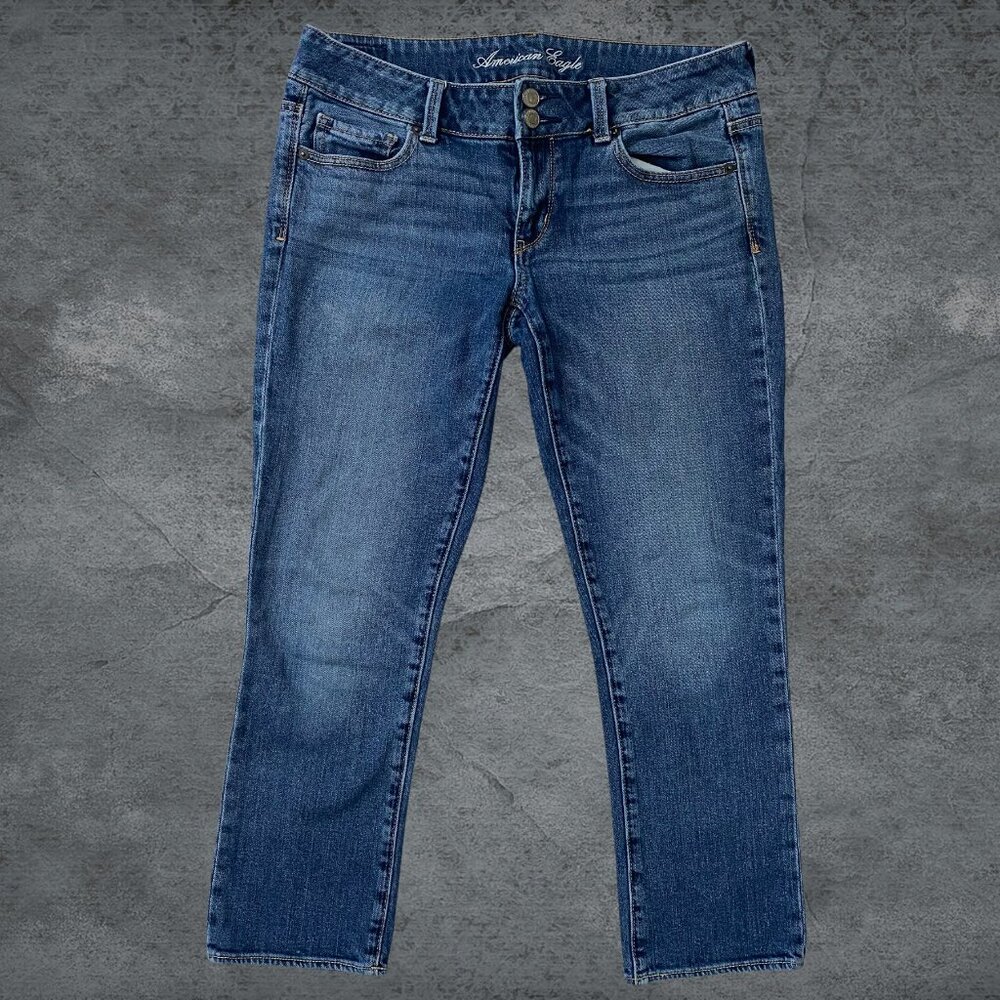 American Eagle Women's Artist Crop Jeans Blue Stretch Size 8 Regular